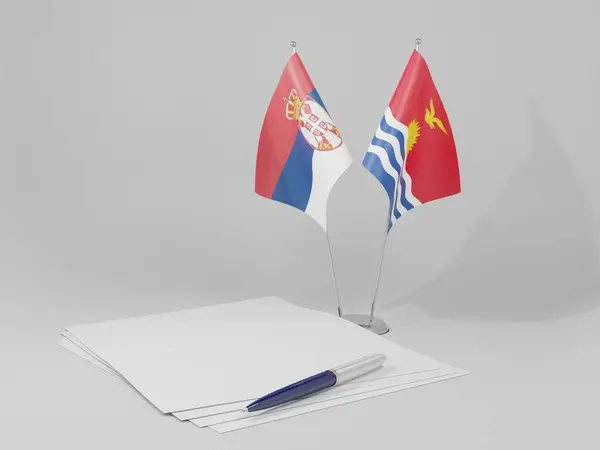 Kiribati Drapeaux Accord Serbie Fond Blanc Render — Photo