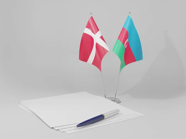 Azerbaiyán Banderas Del Acuerdo Dinamarca Fondo Blanco Render —  Fotos de Stock
