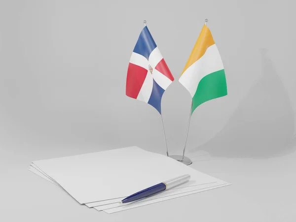 Côte Ivoire Drapeaux Accord République Dominicaine Fond Blanc Render — Photo
