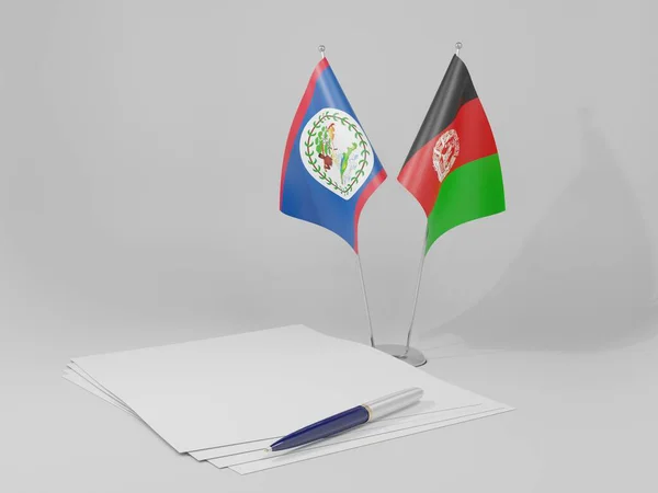 Afeganistão Bandeiras Acordo Belize Fundo Branco Render — Fotografia de Stock