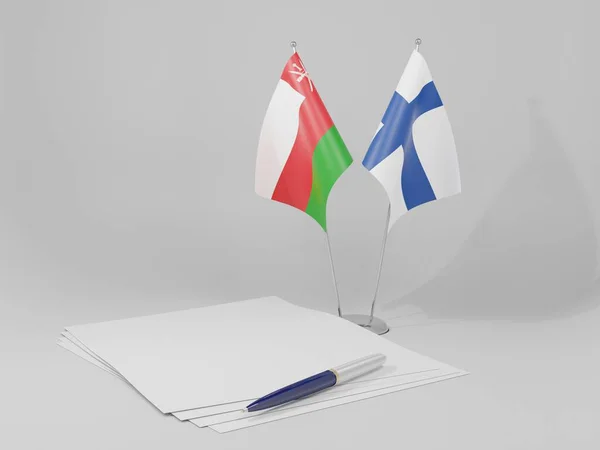Finland Oman Agreement Flags White Background Render — Stock Photo, Image