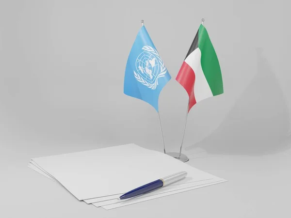 クウェート 国際連合協定旗 白背景 3Dレンダリング — ストック写真