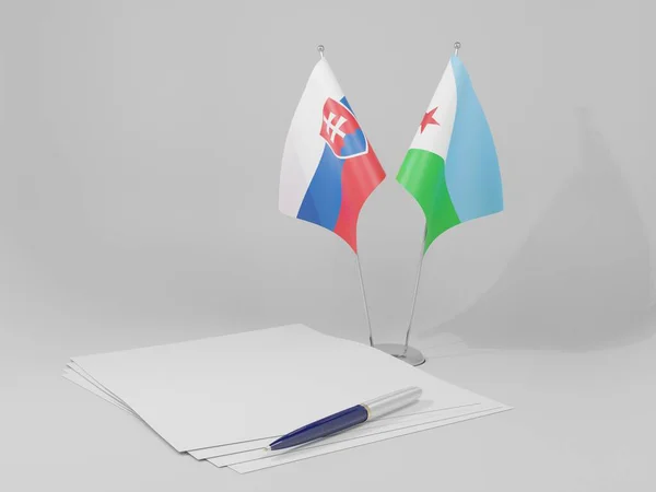 Djibouti Drapeaux Accord Slovaquie Fond Blanc Render — Photo