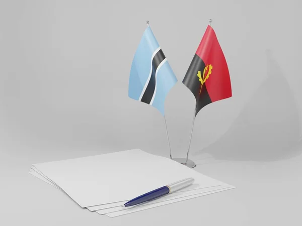 Angola Botswana Umowa Flagi Białe Tło Render — Zdjęcie stockowe