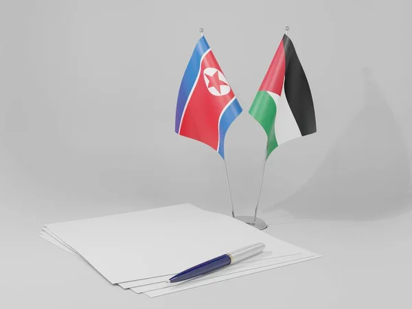 Jordanien Nordkorea Abkommen Flaggen Weißer Hintergrund Render — Stockfoto