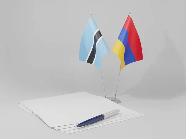 Örményország Botswana Megállapodás Zászlók Fehér Háttér Render — Stock Fotó