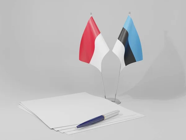 Εσθονία Ινδονησία Συμφωνία Σημαίες Λευκό Φόντο Render — Φωτογραφία Αρχείου