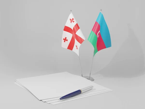 Azerbaigian Bandiere Dell Accordo Georgia Sfondo Bianco Render — Foto Stock