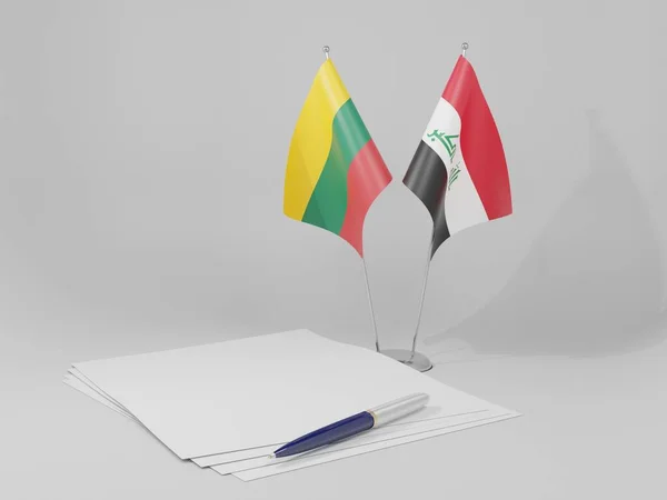 Flagi Porozumienia Irak Litwa Białe Tło Render — Zdjęcie stockowe