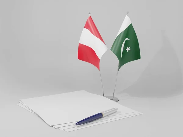 Πακιστάν Περού Συμφωνία Σημαίες Λευκό Φόντο Render — Φωτογραφία Αρχείου