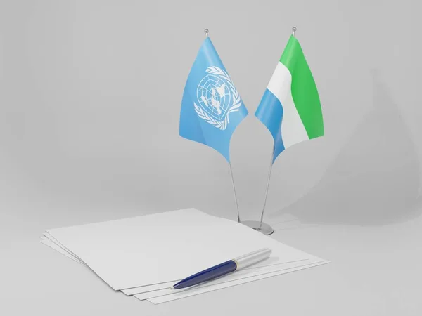 シエラレオネ 国際連合協定旗 白の背景 3Dレンダリング — ストック写真
