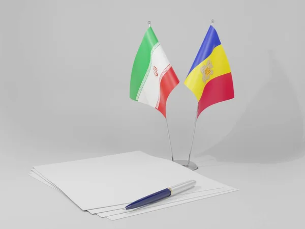 Andorra Iran Overeenkomst Vlaggen Witte Achtergrond Render — Stockfoto