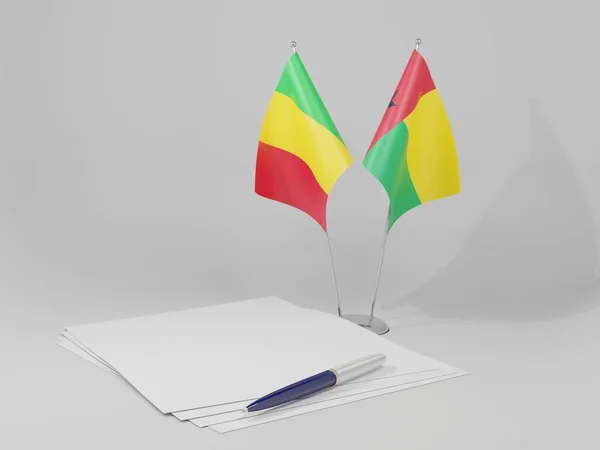 Guinea Bissau Mali Agreement Flags White Background Render — стокове фото