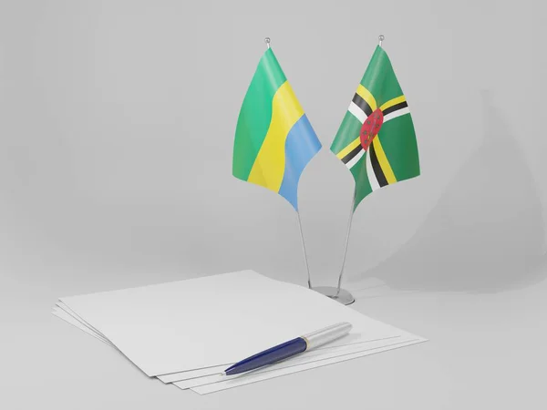 Dominica Banderas Del Acuerdo Gabón Fondo Blanco Render — Foto de Stock
