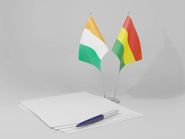 Bolivia Cote Ivoire Agreement Flags White Background Render — стокове фото
