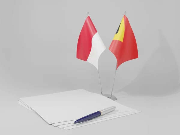 East Timor Indonesia Agreement Flags White Background Render — стокове фото