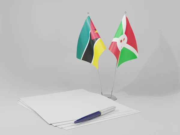 Burundi Acordos Moçambique Bandeiras Fundo Branco Render — Fotografia de Stock