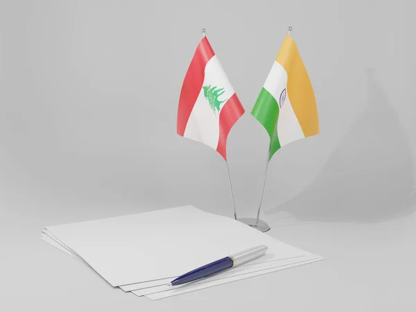 India Lebanon Agreement Flags White Background Render — Stock Photo, Image