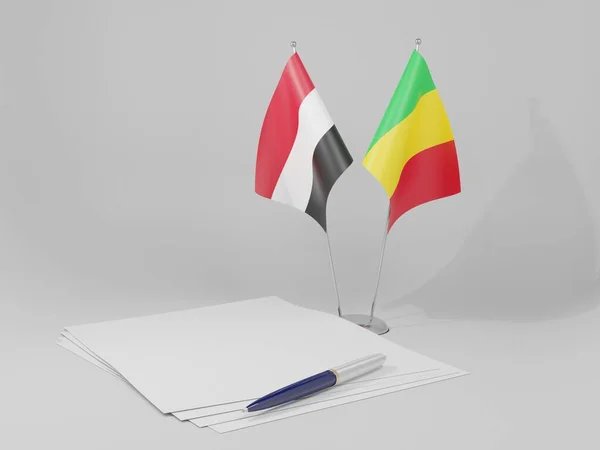 Mali Jemen Abkommen Flaggen Weißer Hintergrund Render — Stockfoto