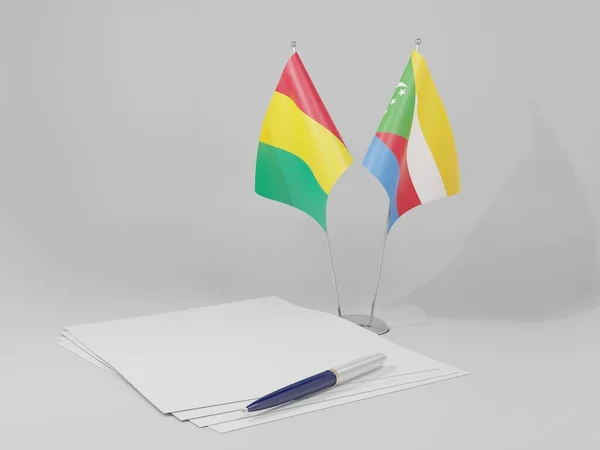 科摩罗 几内亚协定旗帜 白色背景 3D渲染 — 图库照片