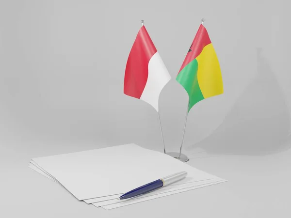 Guinea Bissau Indonesien Abkommen Flaggen Weißer Hintergrund Render — Stockfoto