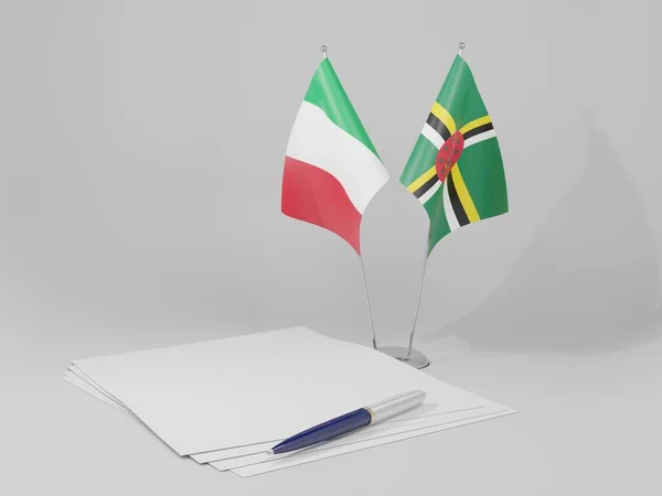 Dominica Itália Acordo Bandeiras Fundo Branco Render — Fotografia de Stock