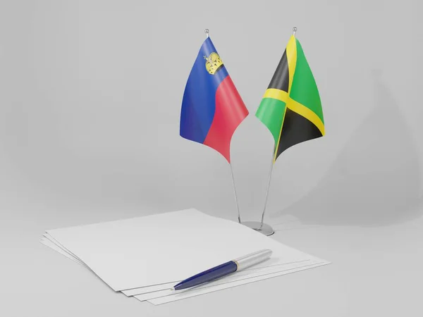 Jamaika Lihtenştayn Anlaşması Bayrakları Beyaz Arkaplan Render — Stok fotoğraf