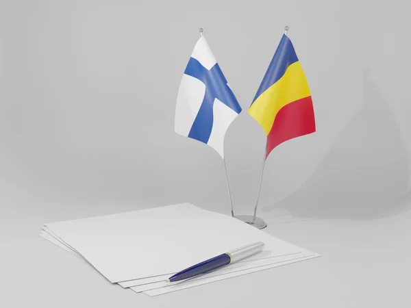Ciad Bandiere Dell Accordo Finlandia Sfondo Bianco Render — Foto Stock