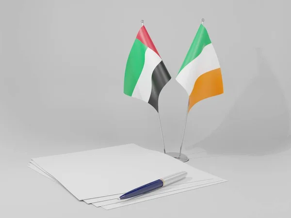 Irland Vereinigte Arabische Emirate Flaggen Weißer Hintergrund Render — Stockfoto
