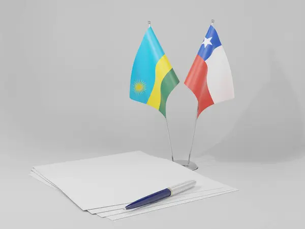 Chile Ruanda Abkommen Flaggen Weißer Hintergrund Render — Stockfoto