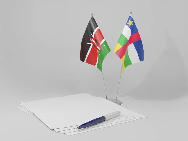 Orta Afrika Cumhuriyeti Kenya Anlaşması Bayrakları Beyaz Arkaplan Render — Stok fotoğraf