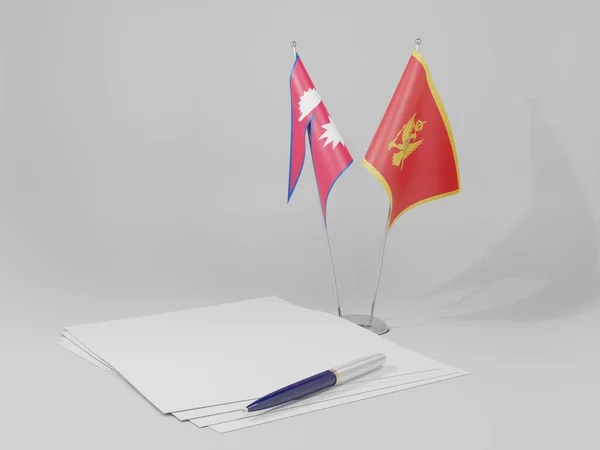 Montenegro Nepal Agreement Flags White Background Render — стокове фото