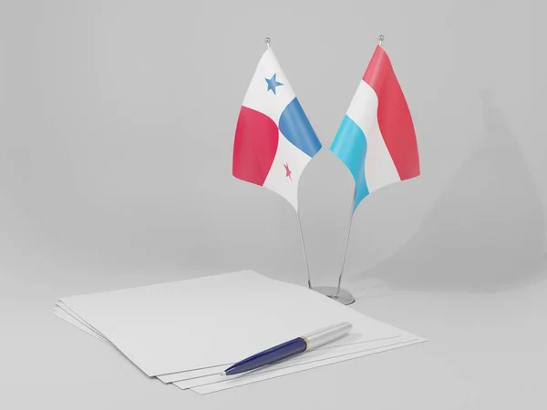 Luxembourg Drapeaux Accord Panama Fond Blanc Render — Photo