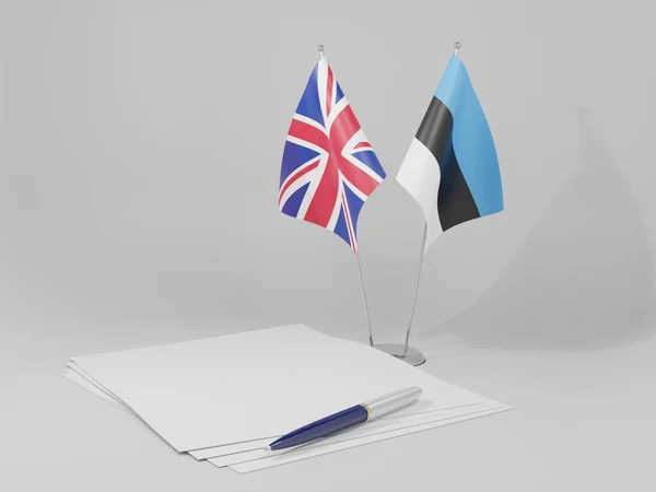 Εσθονία Ηνωμένο Βασίλειο Agreement Flags White Background Render — Φωτογραφία Αρχείου