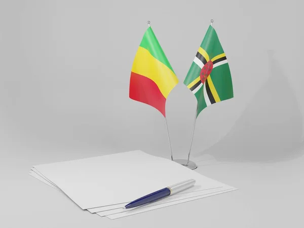 Dominica Mali Avtal Flaggor Vit Bakgrund Render — Stockfoto