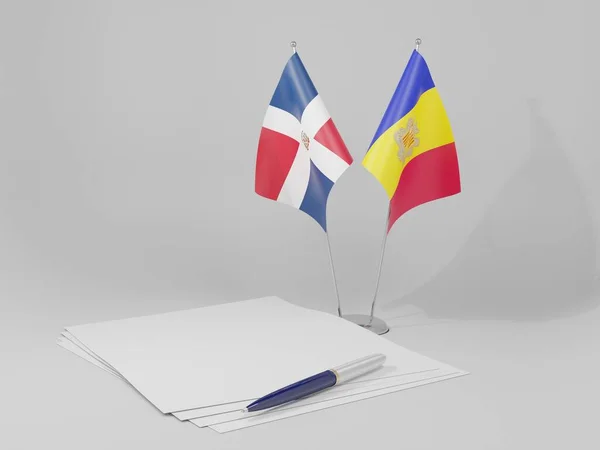 アンドラ ドミニカ共和国の国旗 白い背景 3Dレンダリング — ストック写真