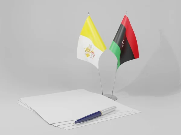 Libia Flagi Porozumienia Watykańskiego Białe Tło Render — Zdjęcie stockowe