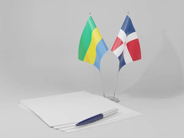 République Dominicaine Drapeaux Accord Gabon Fond Blanc Render — Photo