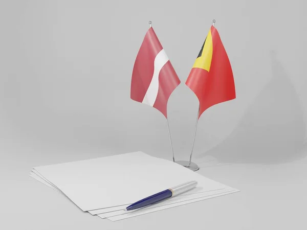 Timor Leste Latvia Agreement Flags White Background Render — Stok Foto