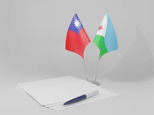 Τζιμπουτί Taiwan Agreement Flags Λευκό Φόντο Render — Φωτογραφία Αρχείου