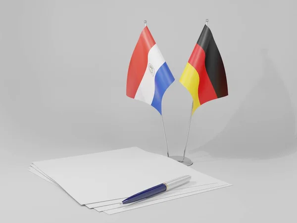 Deutschland Paraguay Abkommen Flaggen Weißer Hintergrund Render — Stockfoto