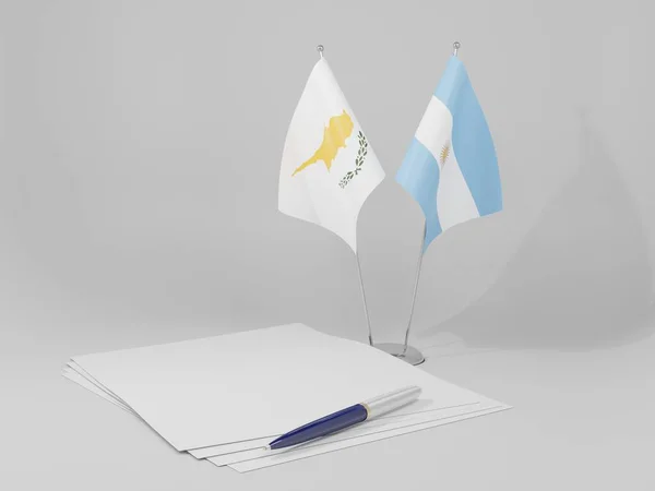 Argentinien Zypern Abkommen Flaggen Weißer Hintergrund Render — Stockfoto