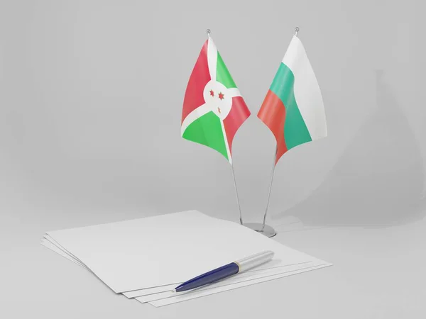 Bulgária Bandeiras Acordo Burundi Fundo Branco Render — Fotografia de Stock