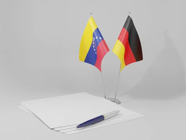 Germany Venezuela Agreement Flags White Background Render — Stock Photo, Image