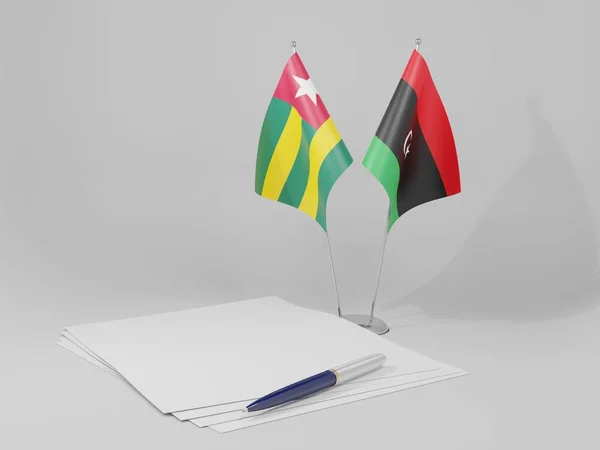 Libya Togo Agreement Flags White Background Render — Stock Photo, Image