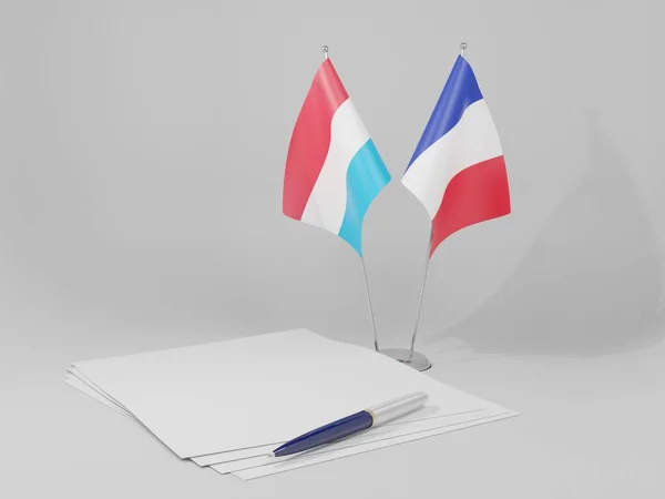 Franciaország Luxemburg Megállapodás Zászlók Fehér Háttér Render — Stock Fotó