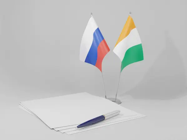 Côte Ivoire Drapeaux Accord Russie Fond Blanc Render — Photo