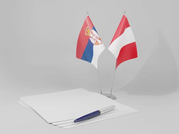 Perù Bandiere Dell Accordo Serbia Sfondo Bianco Render — Foto Stock