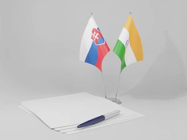 India Slovakia Agreement Flags White Background Render — стокове фото