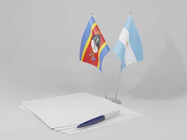 Argentina Swaziland Agreement Flags White Background Render — Stock Photo, Image